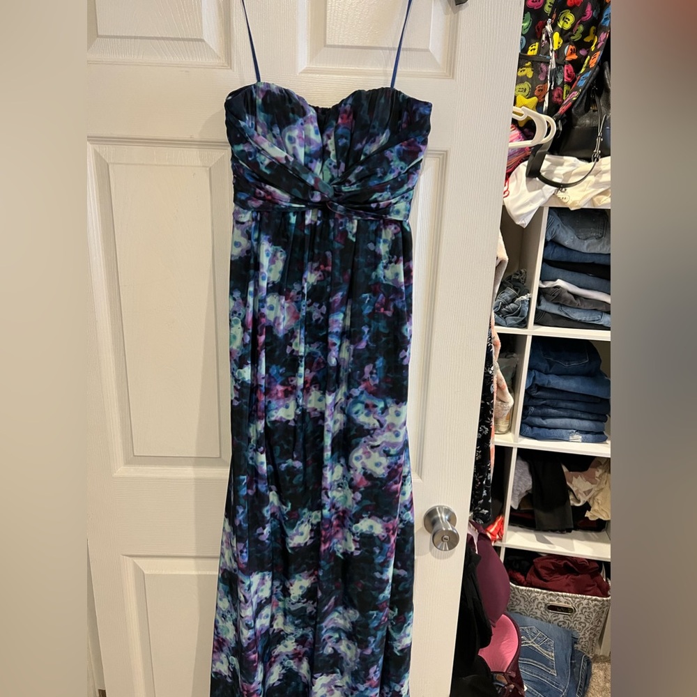 Jessica Simpson multi-color strapless maxi dress